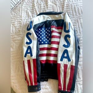 Vintage 1990s Oscar Piel USA Leather Varsity Jacket Size M